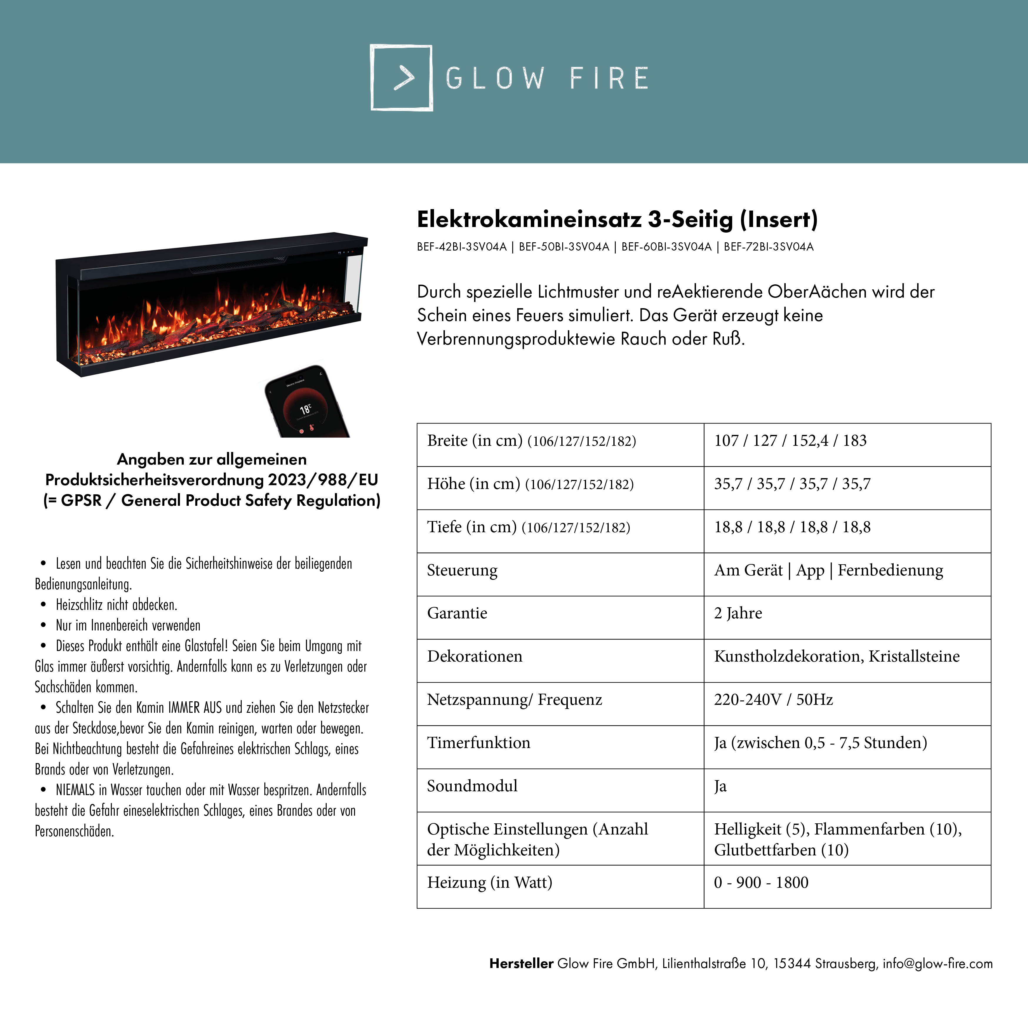 Glow Fire Insert Elektrokamin