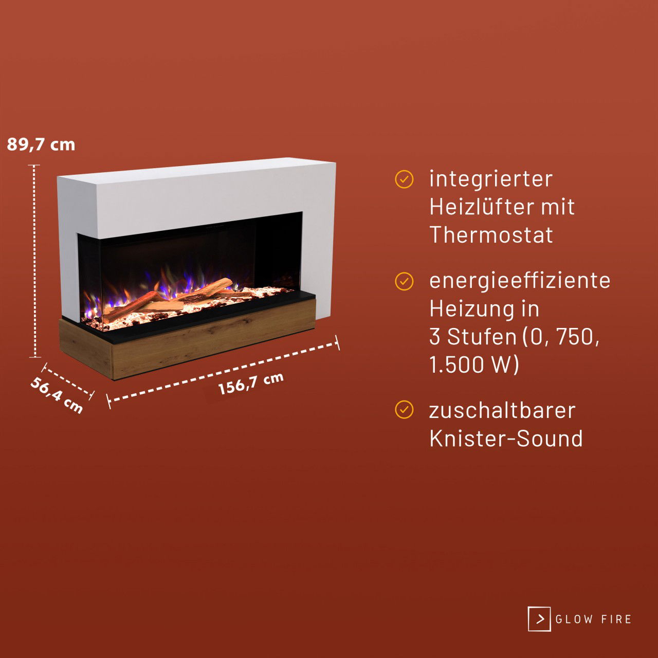 Glow Fire PR19 Weiss Elektrokamin