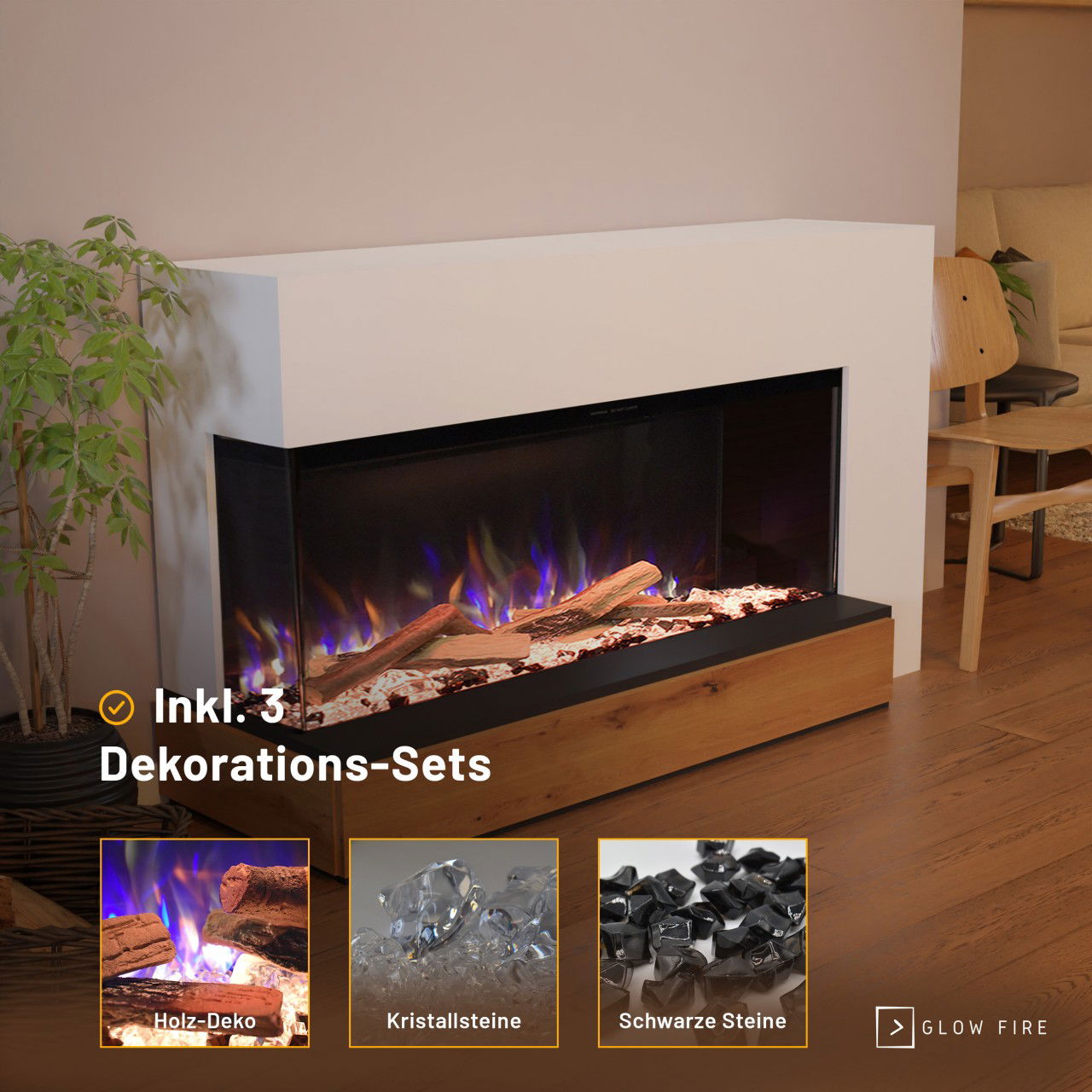 Glow Fire PR19 Weiss Elektrokamin