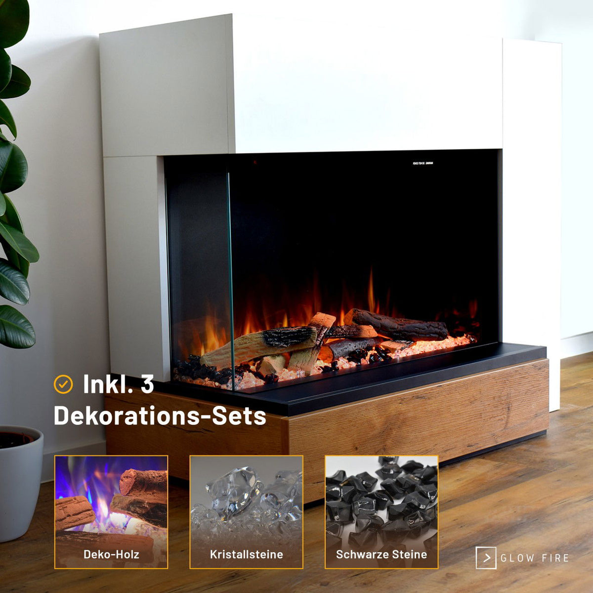 Glow Fire Einstein Linksoffen Weiß Elektrokamin