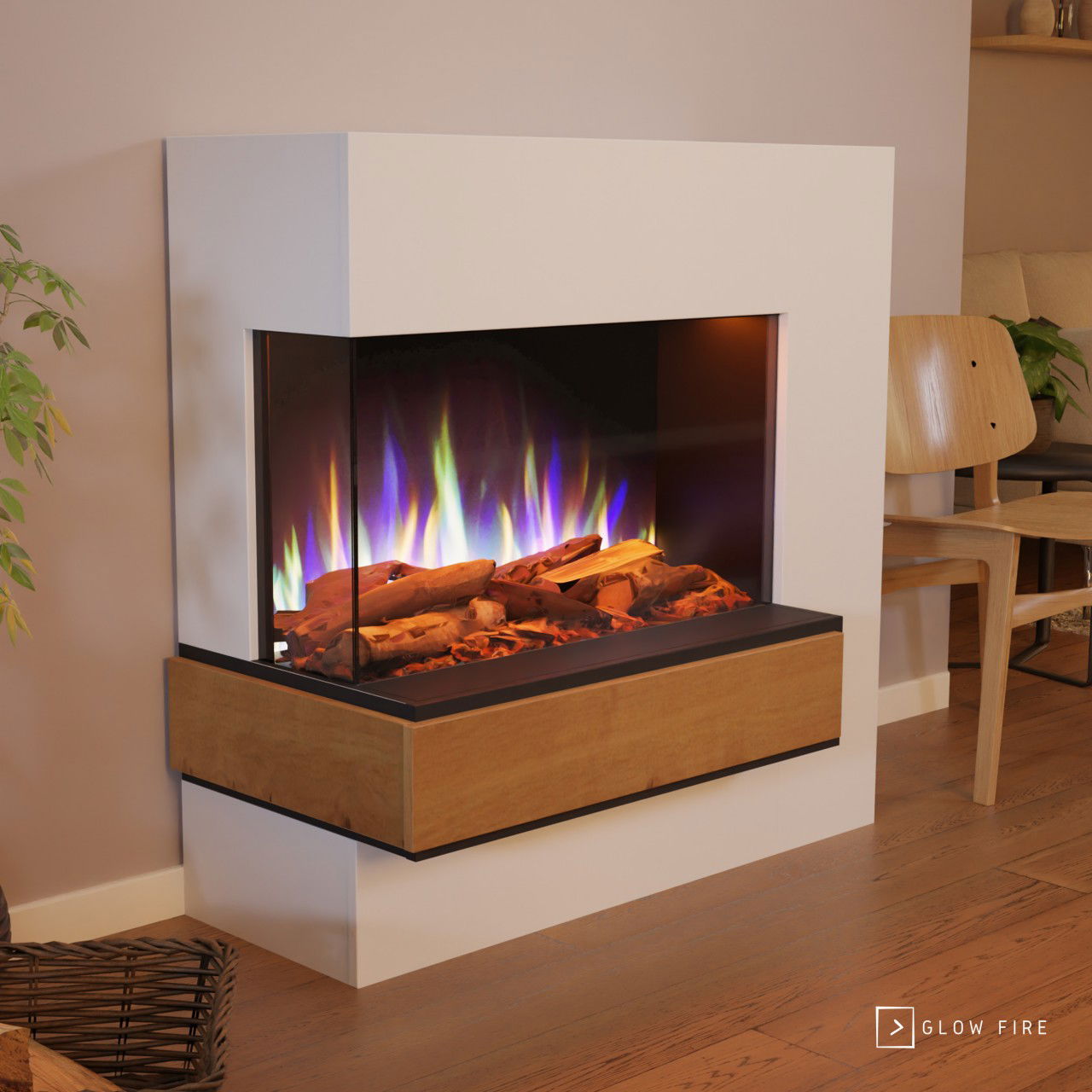 Glow Fire Einstein Hoch Weiß Elektrokamin