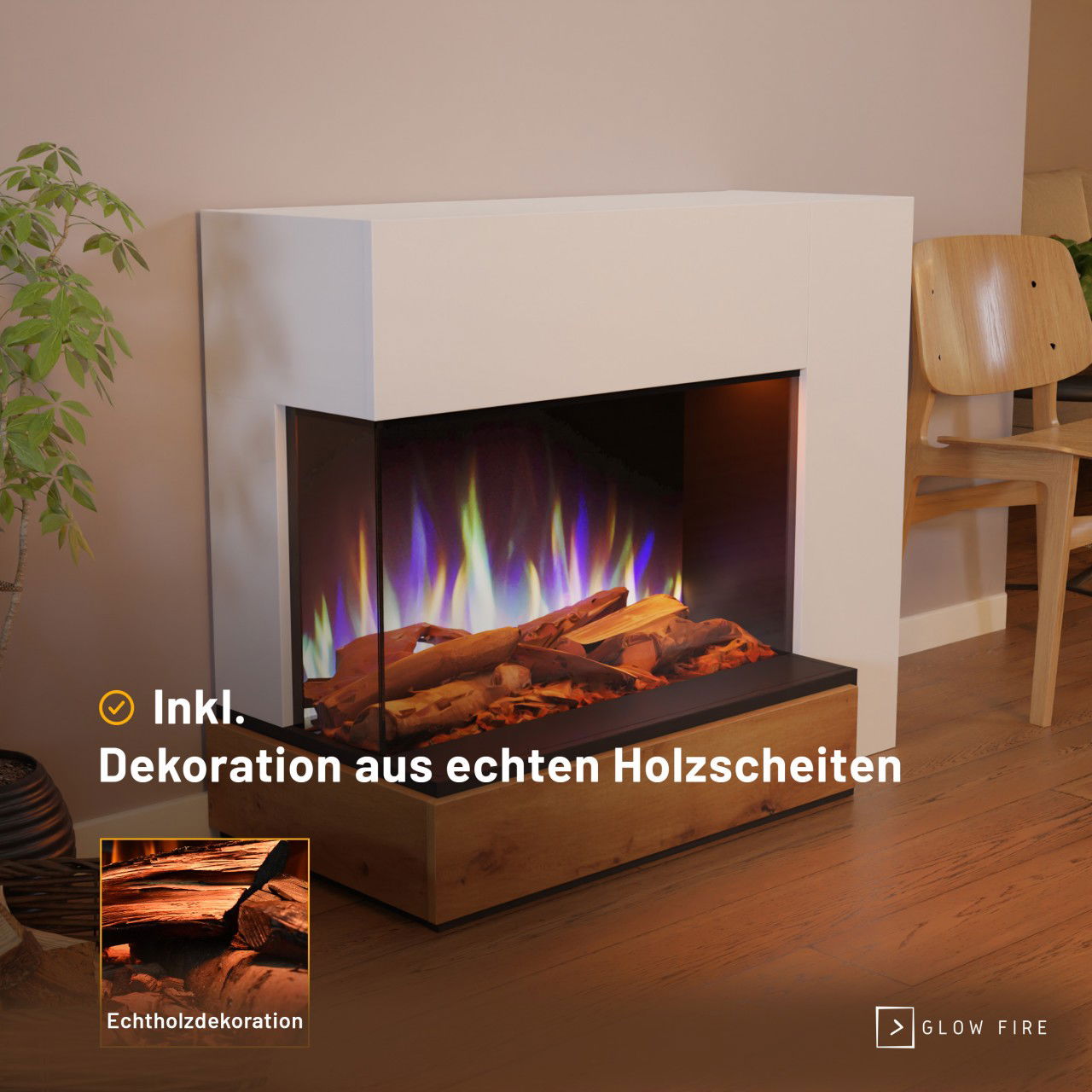 Glow Fire Einstein Weiß Elektrokamin