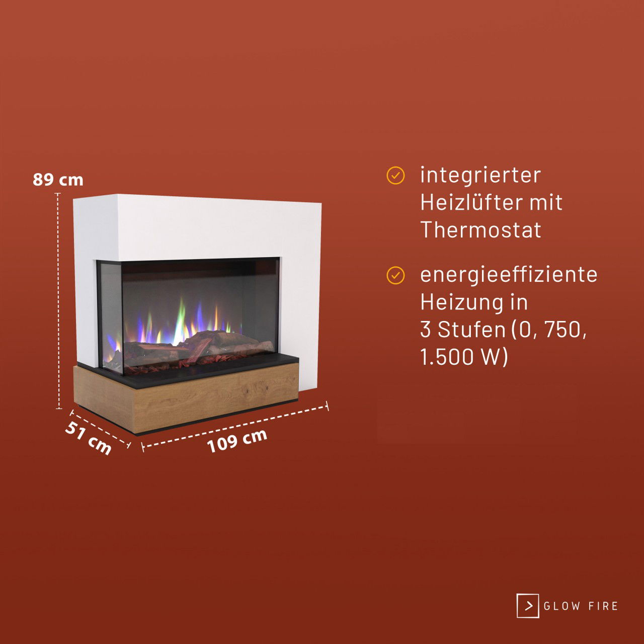 Glow Fire Einstein Weiß Elektrokamin