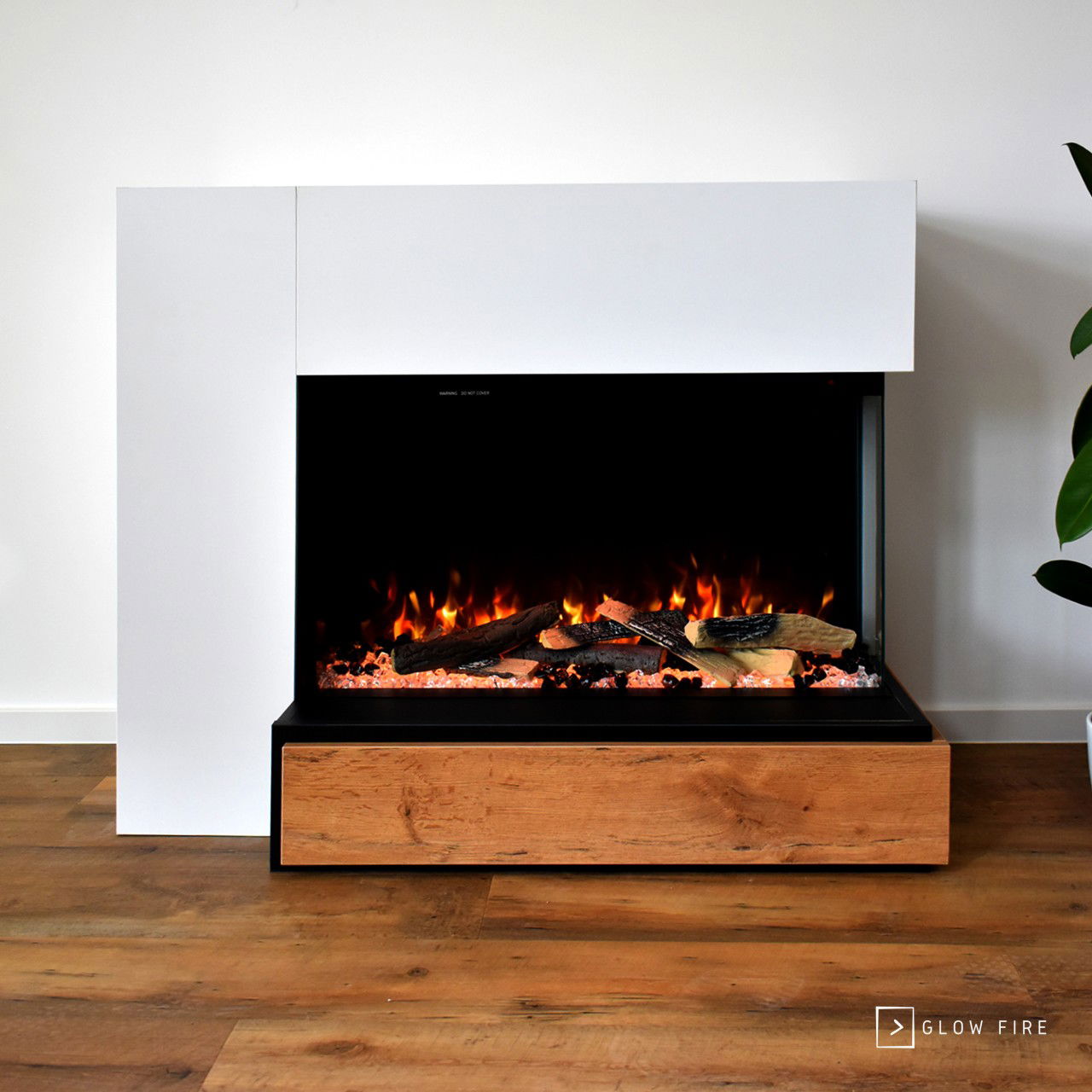 Glow Fire Einstein Weiß Rechtsoffen Elektrokamin