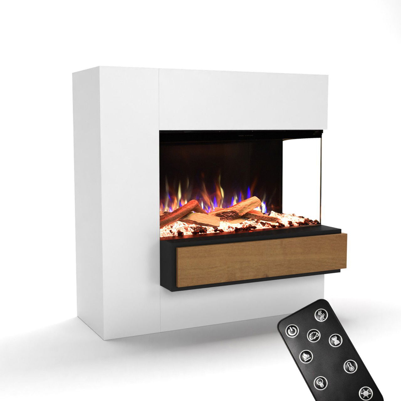 Glow Fire Einstein Hoch Rechtsoffen Weiß Elektrokamin