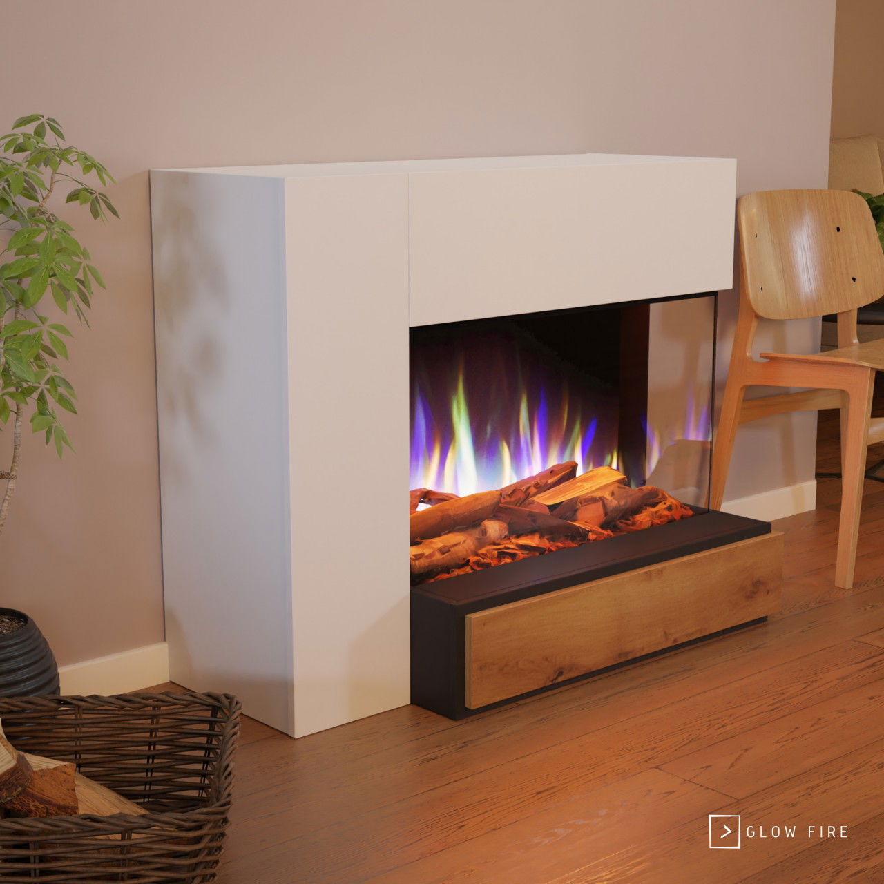 Glow Fire Einstein Weiß Elektrokamin