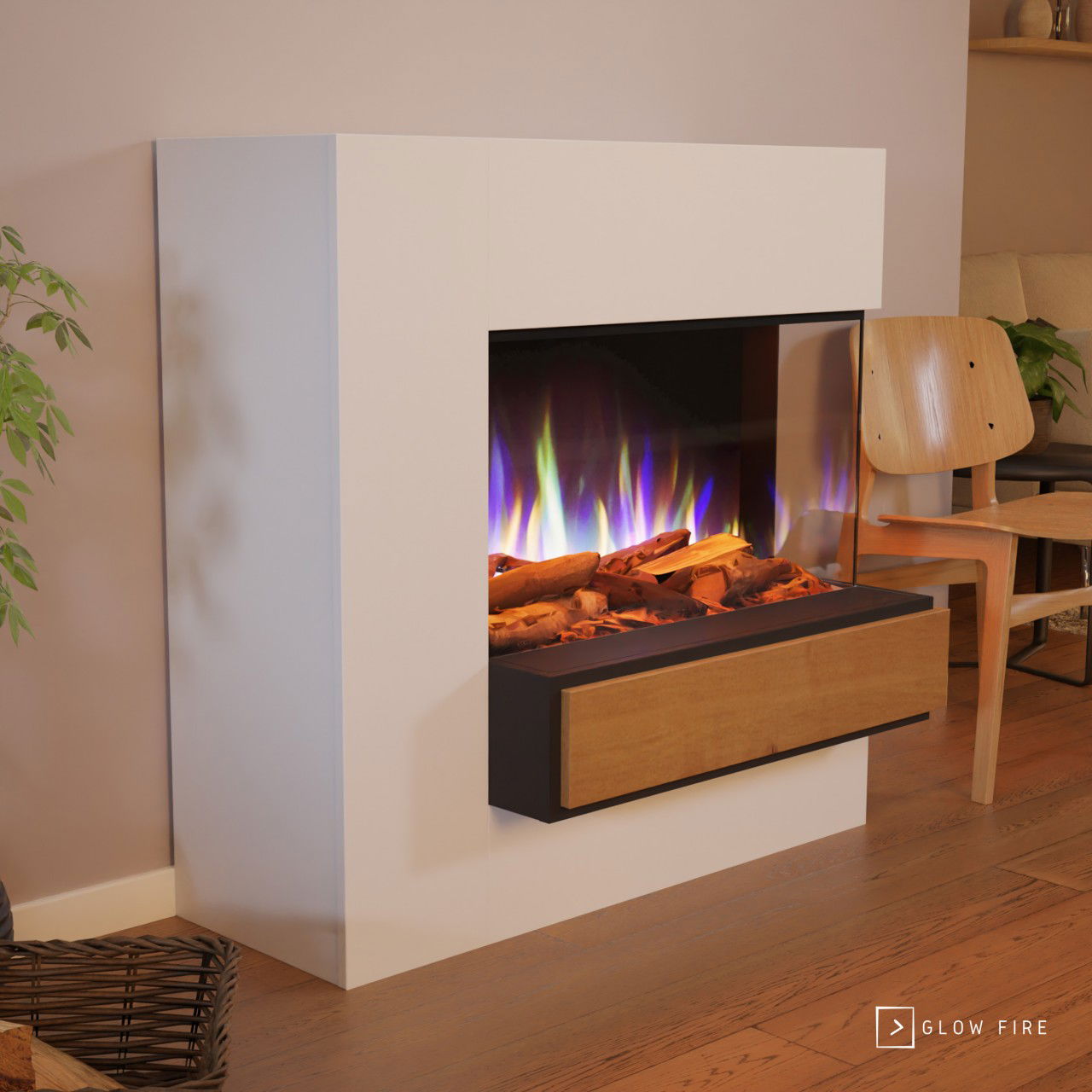 Glow Fire Einstein Hoch Weiß Elektrokamin