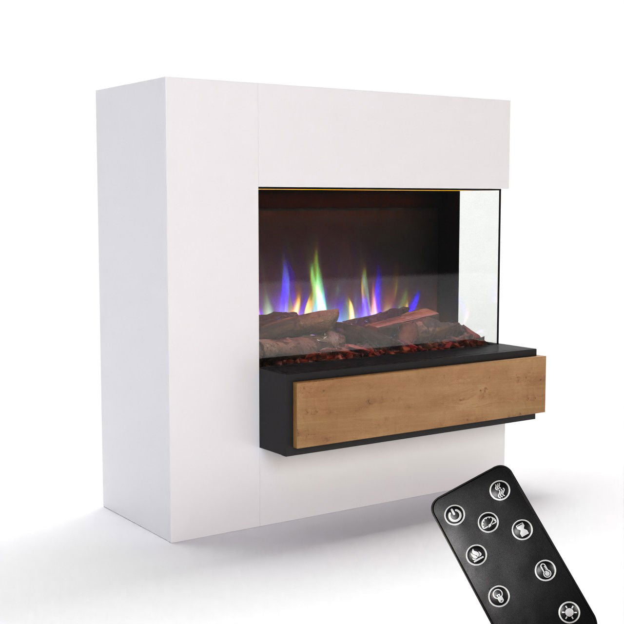 Glow Fire Einstein Hoch Weiß Elektrokamin