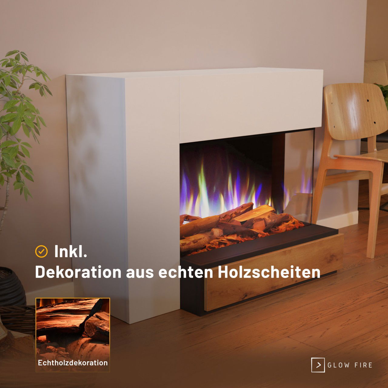 Glow Fire Einstein Weiß Elektrokamin