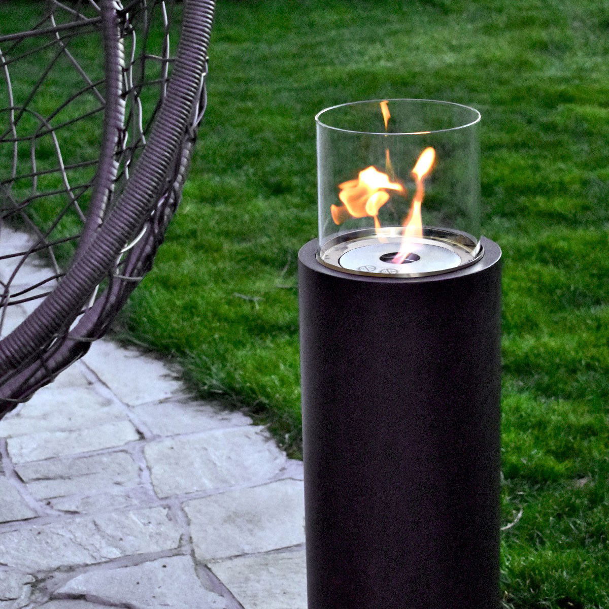 Glow Fire Emma Säule Ethanol Kamin Schwarz