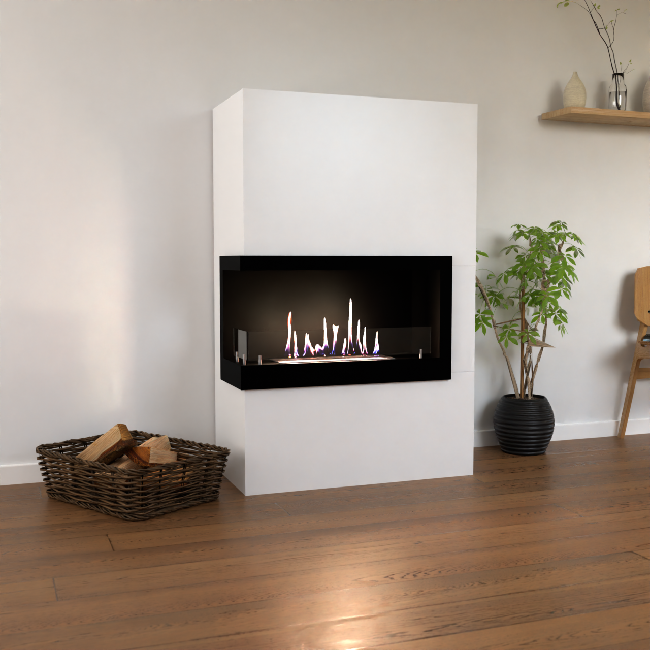 Glow Fire Halden Rechts Ethanol Kamin Weiß