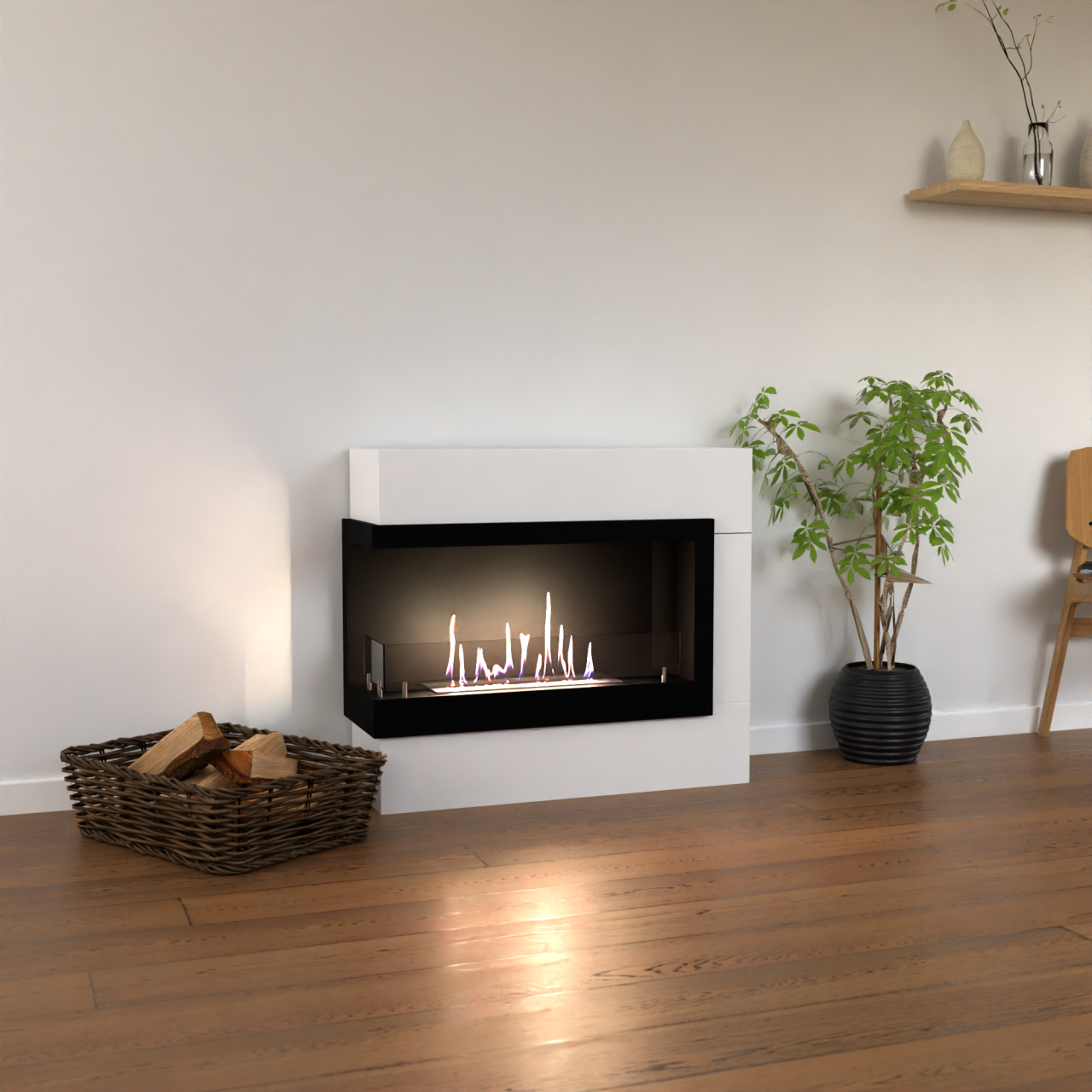 Glow Fire Halden Mini Links Ethanol Kamin Weiß