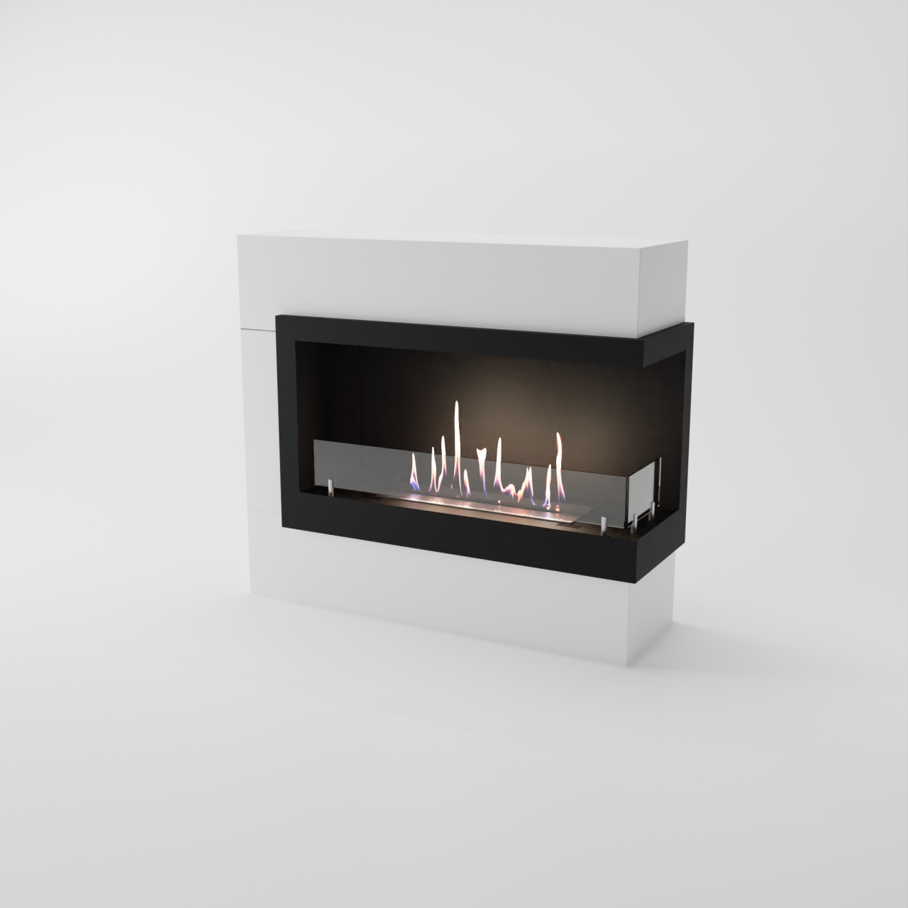 Glow Fire Halden Mini Rechts Ethanol Kamin Weiß