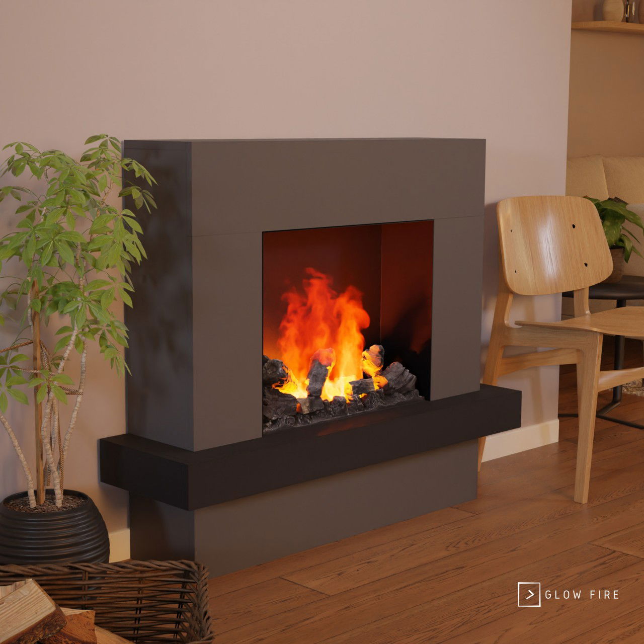 Glow Fire Hera Opti Myst Grau Elektrokamin mit Wasserdampf