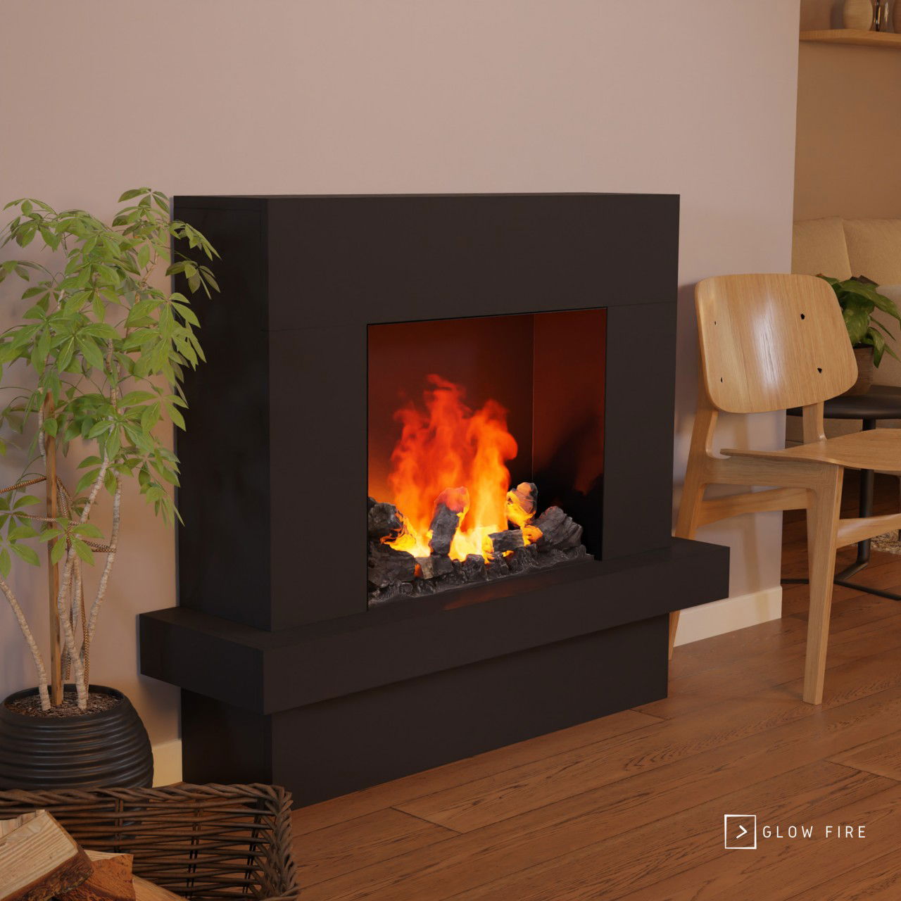 Glow Fire Hera Opti Myst Schwarz Elektrokamin mit Wasserdampf