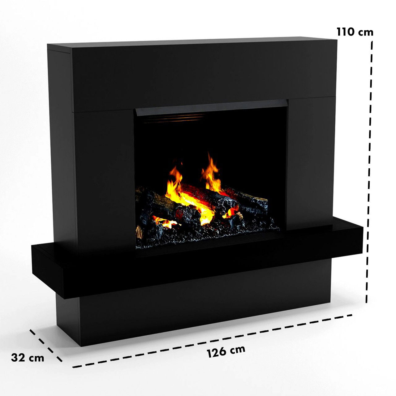 Glow Fire Hera Opti Myst Schwarz Elektrokamin mit Wasserdampf