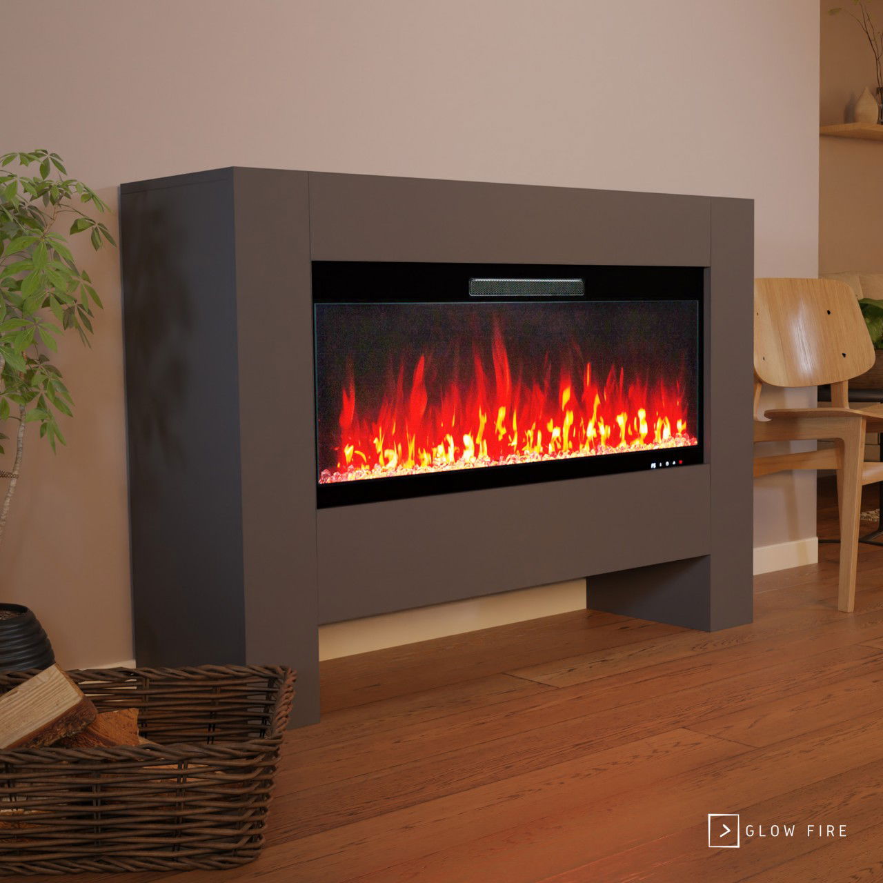 Glow Fire Inside Hermes Grau Elektrokamin