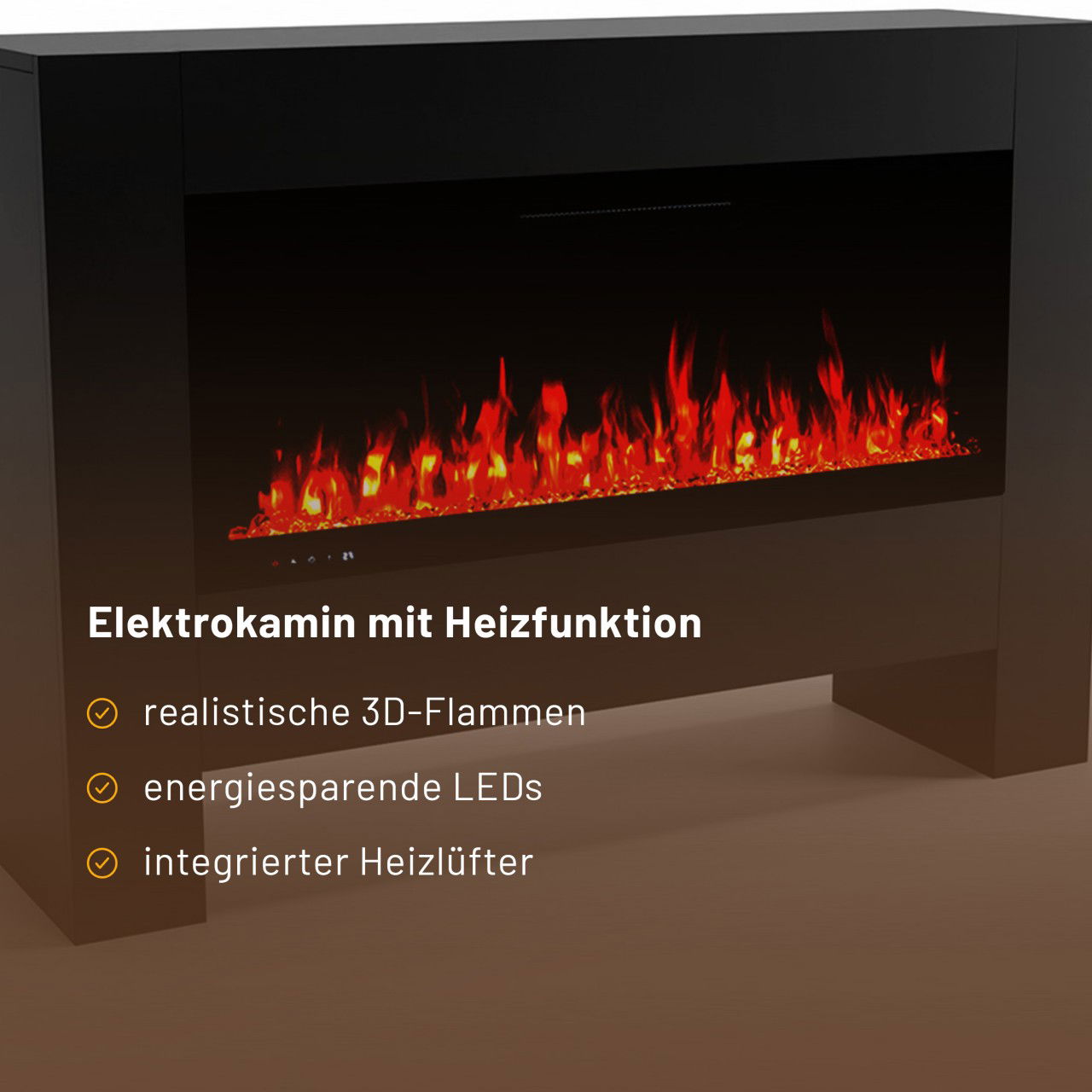 Glow Fire Inside Hermes Schwarz Elektrokamin