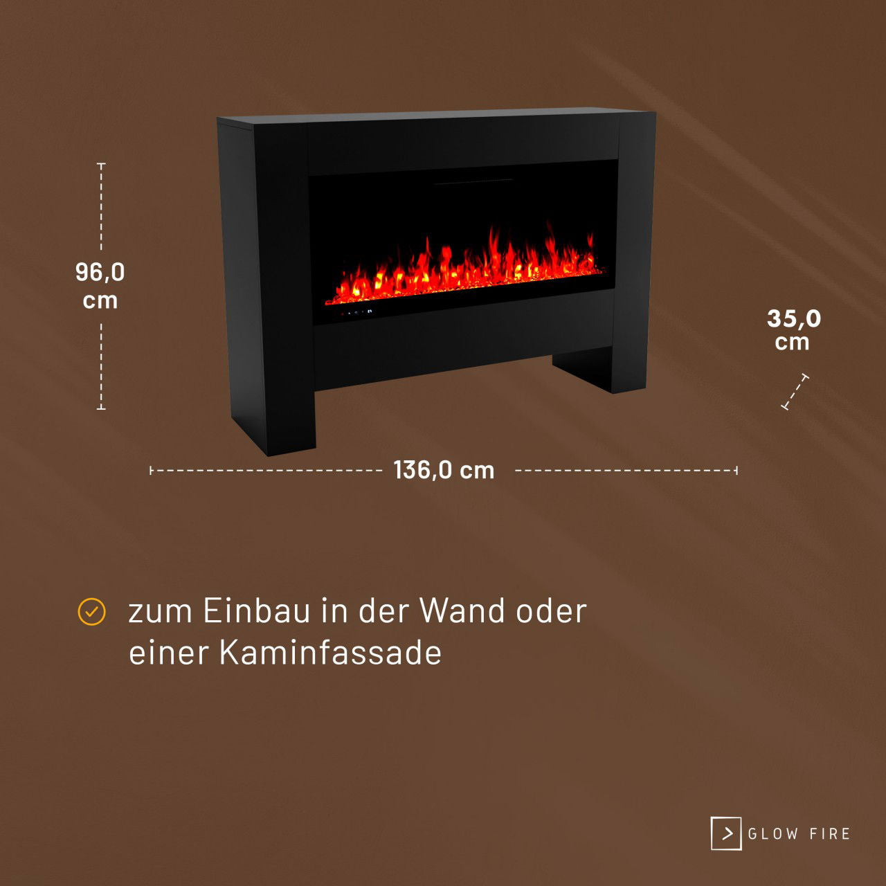 Glow Fire Inside Hermes Schwarz Elektrokamin