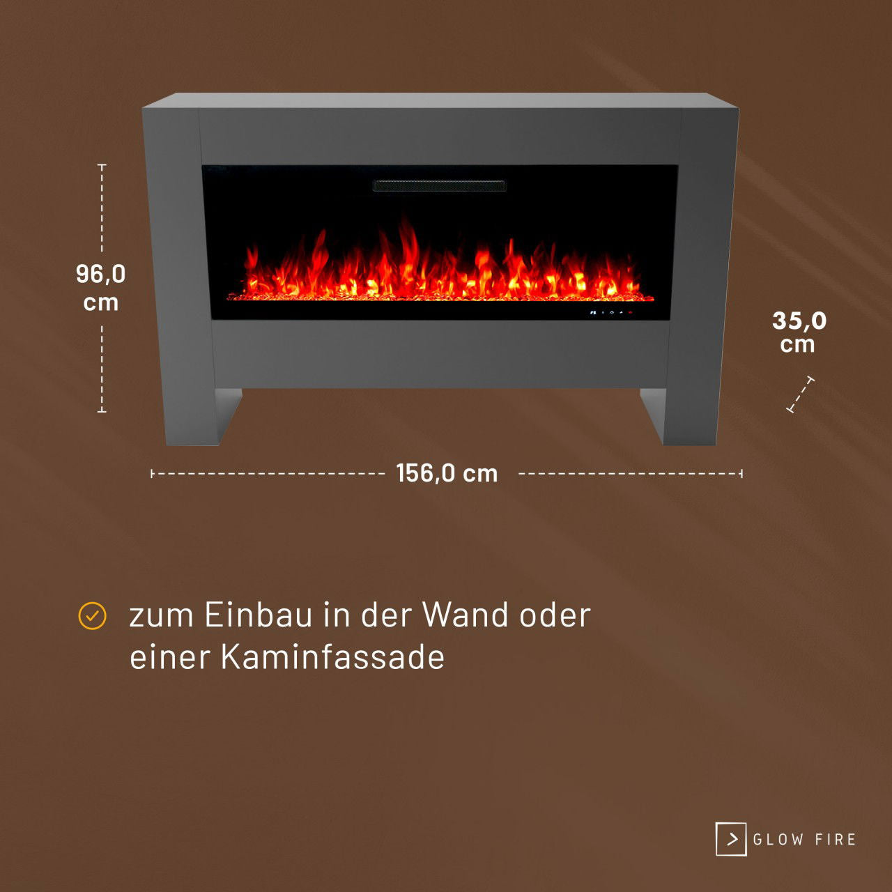 Glow Fire Inside Hermes Grau Elektrokamin