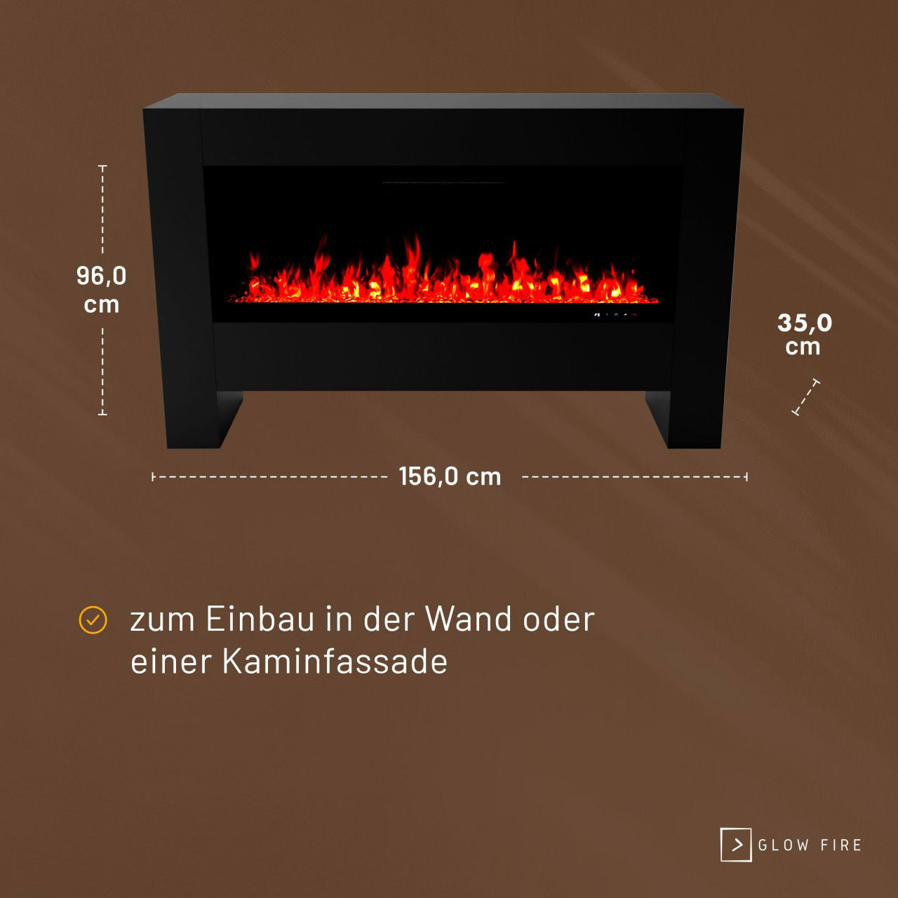 Glow Fire Inside Hermes Schwarz Elektrokamin