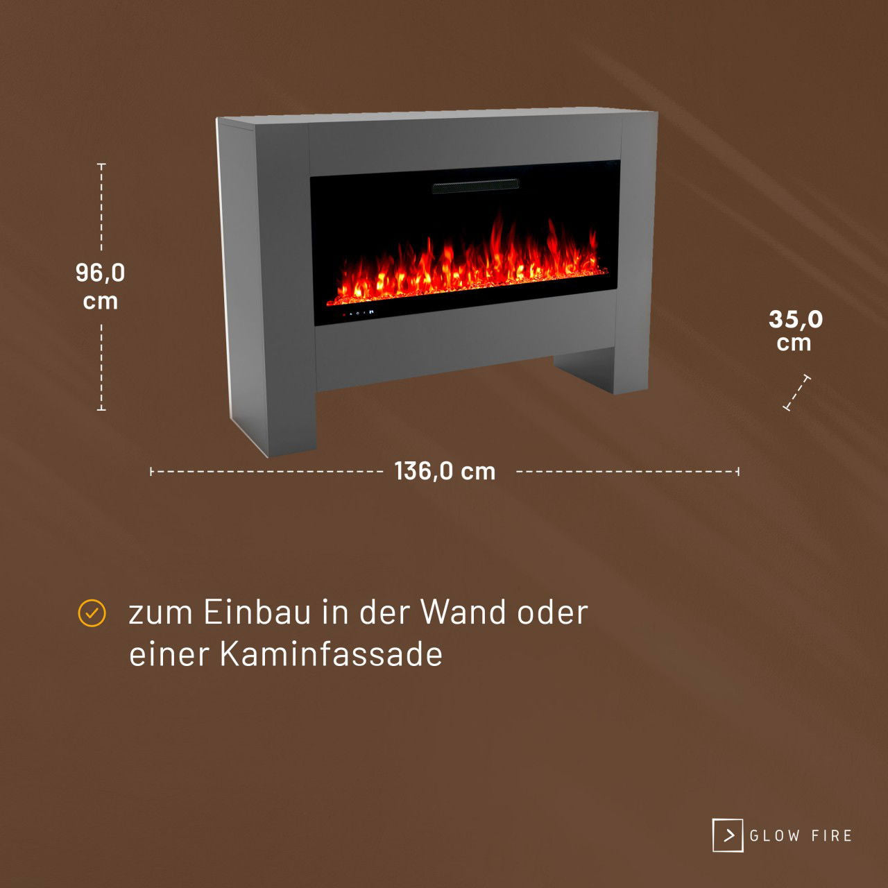 Glow Fire Inside Hermes Grau Elektrokamin