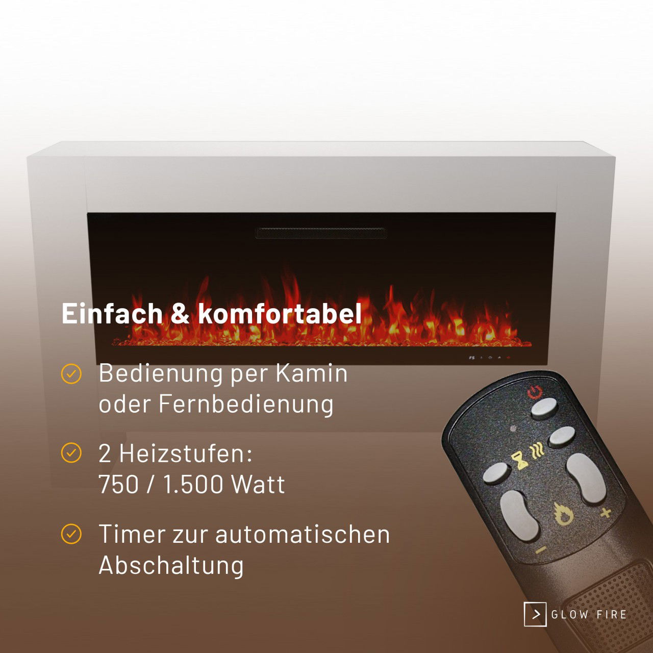 Glow Fire Inside Weiß Hermes Elektrokamin