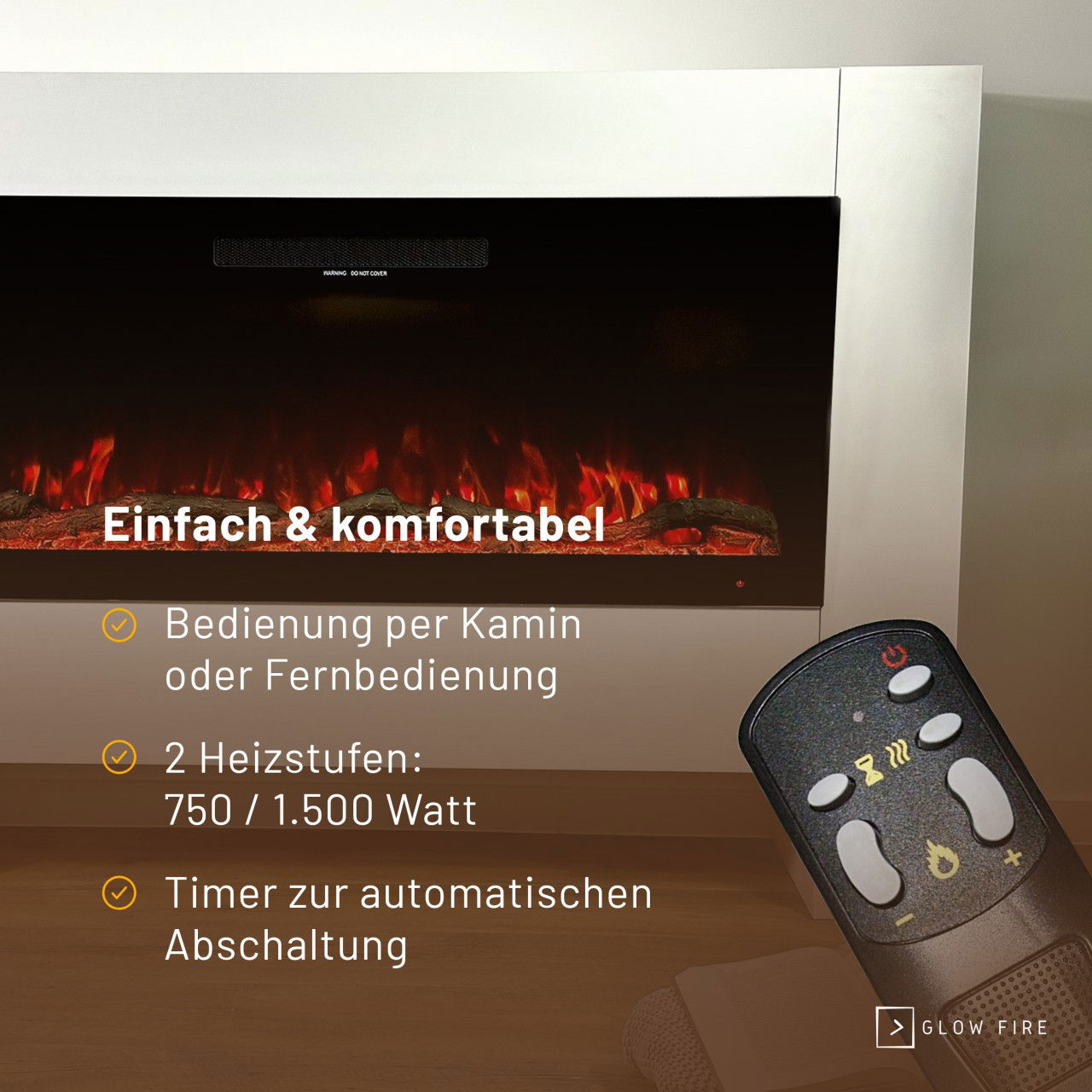 Glow Fire Hermes Weiß Elektrokamin