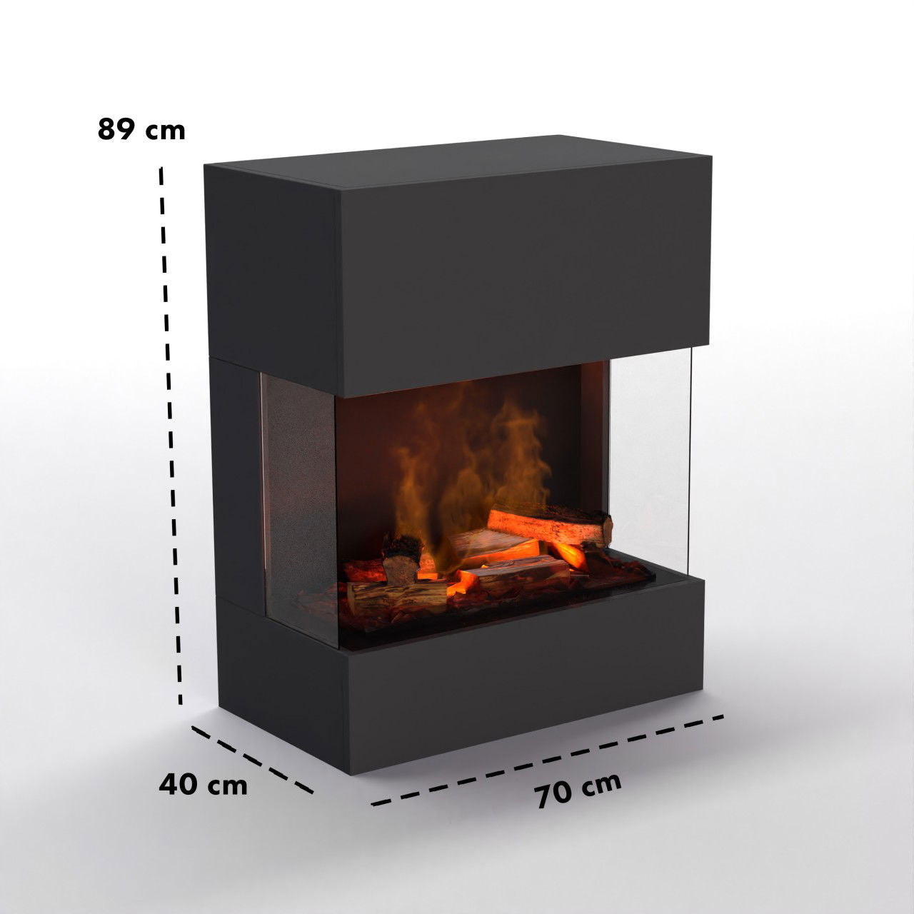 Glow Fire Kästner Grau Schwarz Elektrokamin mit Wasserdampf