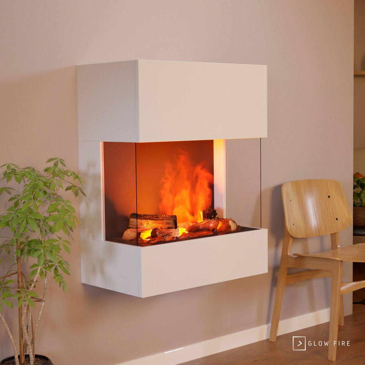 Glow Fire Kästner Wall Weiß Elektrokamin mit Wasserdampf