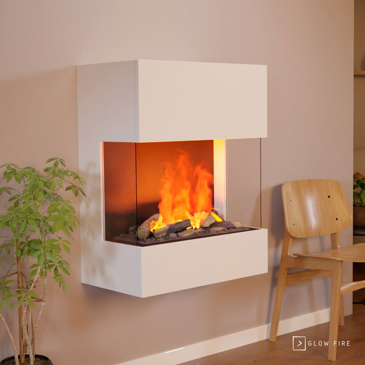 Glow Fire Kästner Weiß Elektrokamin mit Wasserdampf