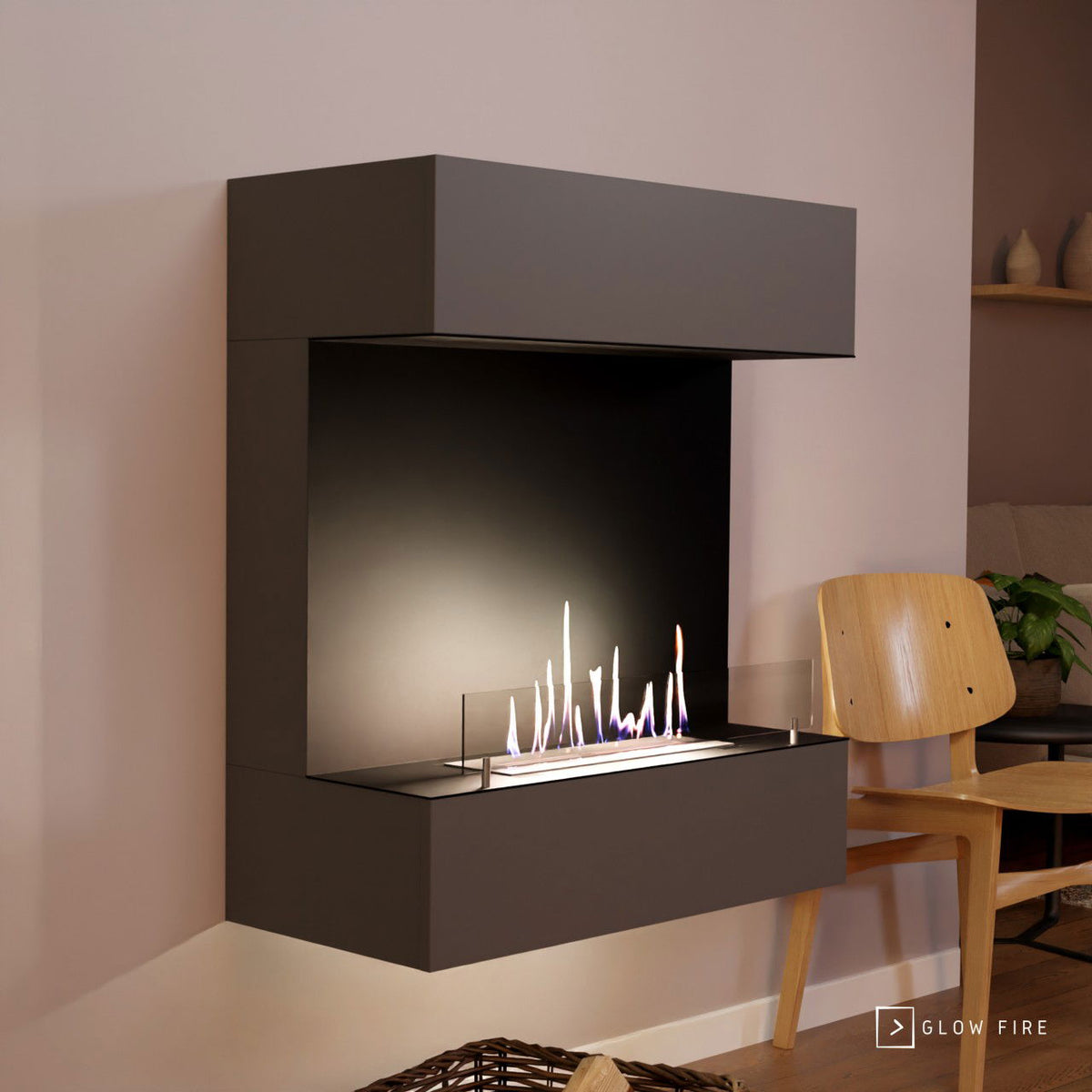 Glow Fire Kongsberg Wall Ethanol Kamin Weiß