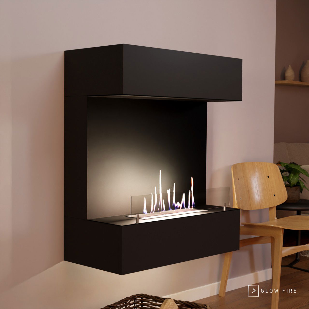 Glow Fire Kongsberg Wall Ethanol Kamin Weiß