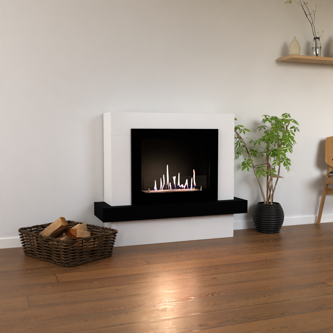 Glow Fire Larvik Ethanol Kamin Weiß