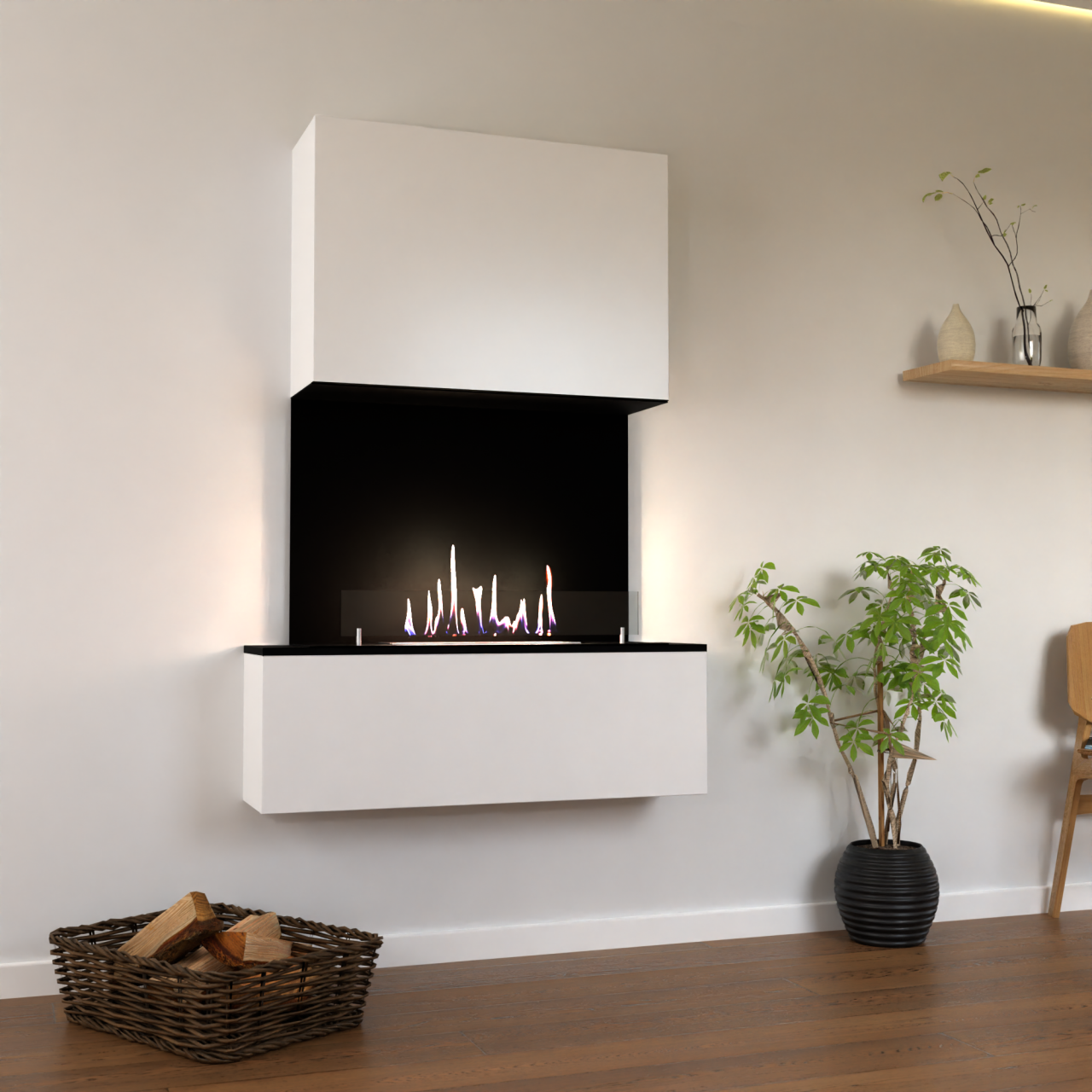 Glow Fire Levanger Ethanol Kamin Weiß