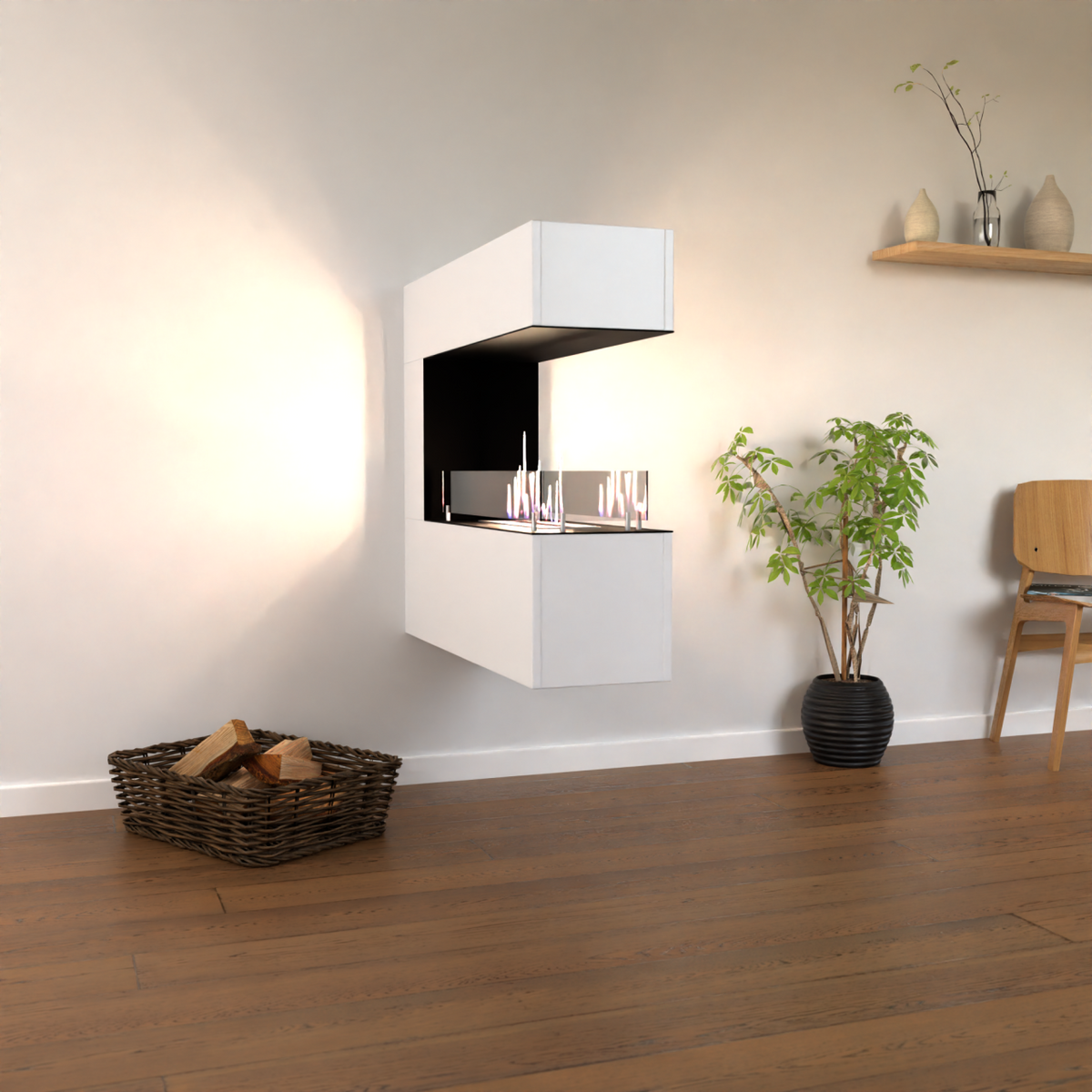 Glow Fire Orkland Wall Ethanol Kamin Weiß