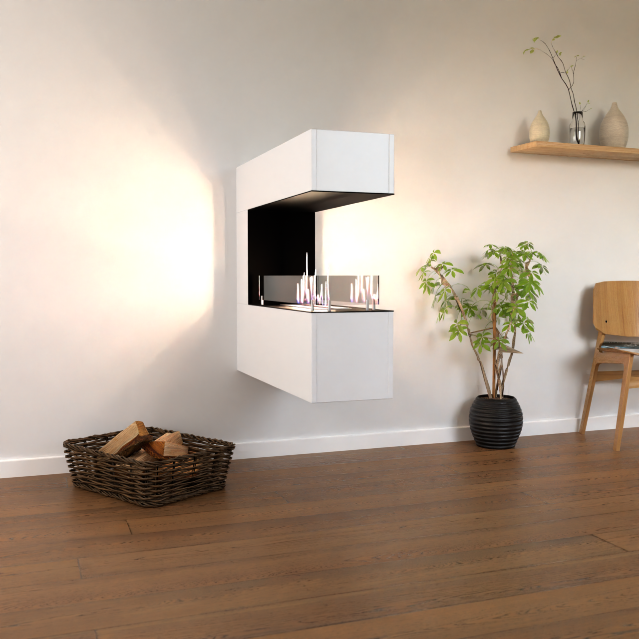 Glow Fire Orkland Wall Ethanol Kamin Weiß