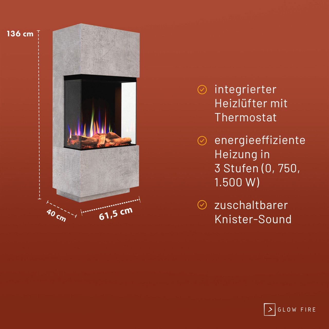 Glow Fire PR11 Weiss Elektrokamin