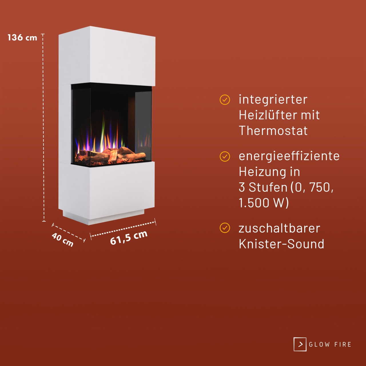 Glow Fire PR11 Weiss Elektrokamin