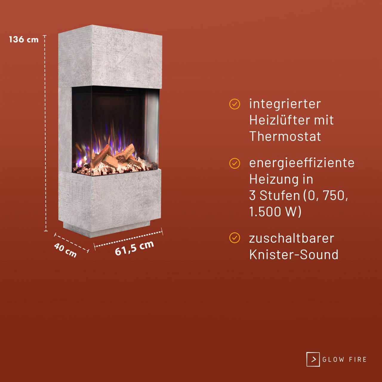 Glow Fire PR11 Weiss Elektrokamin