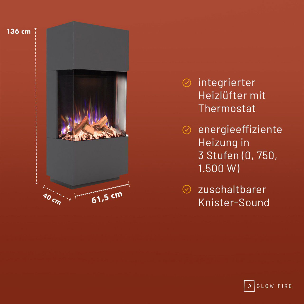 Glow Fire PR11 Weiss Elektrokamin