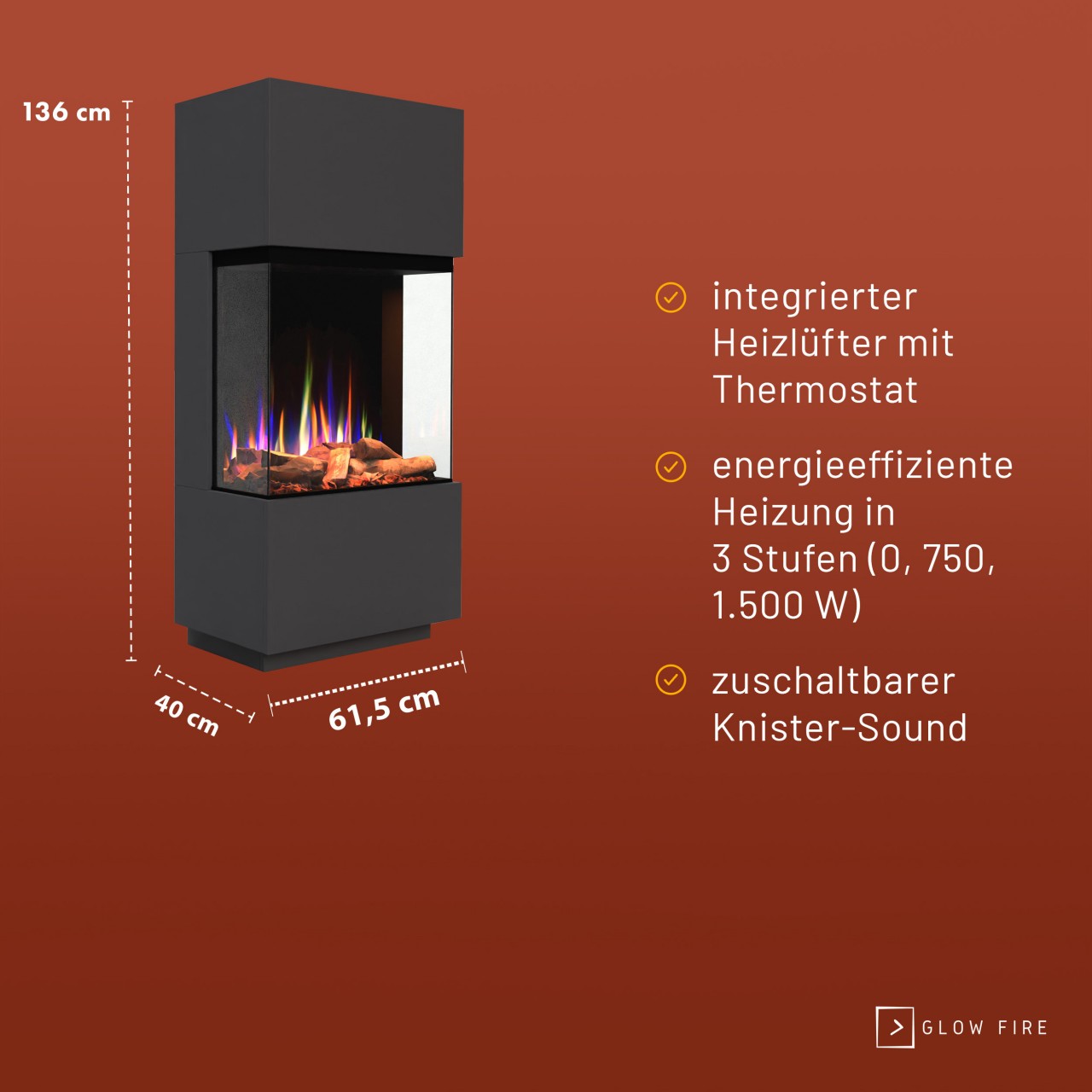 Glow Fire PR11 Weiss Elektrokamin