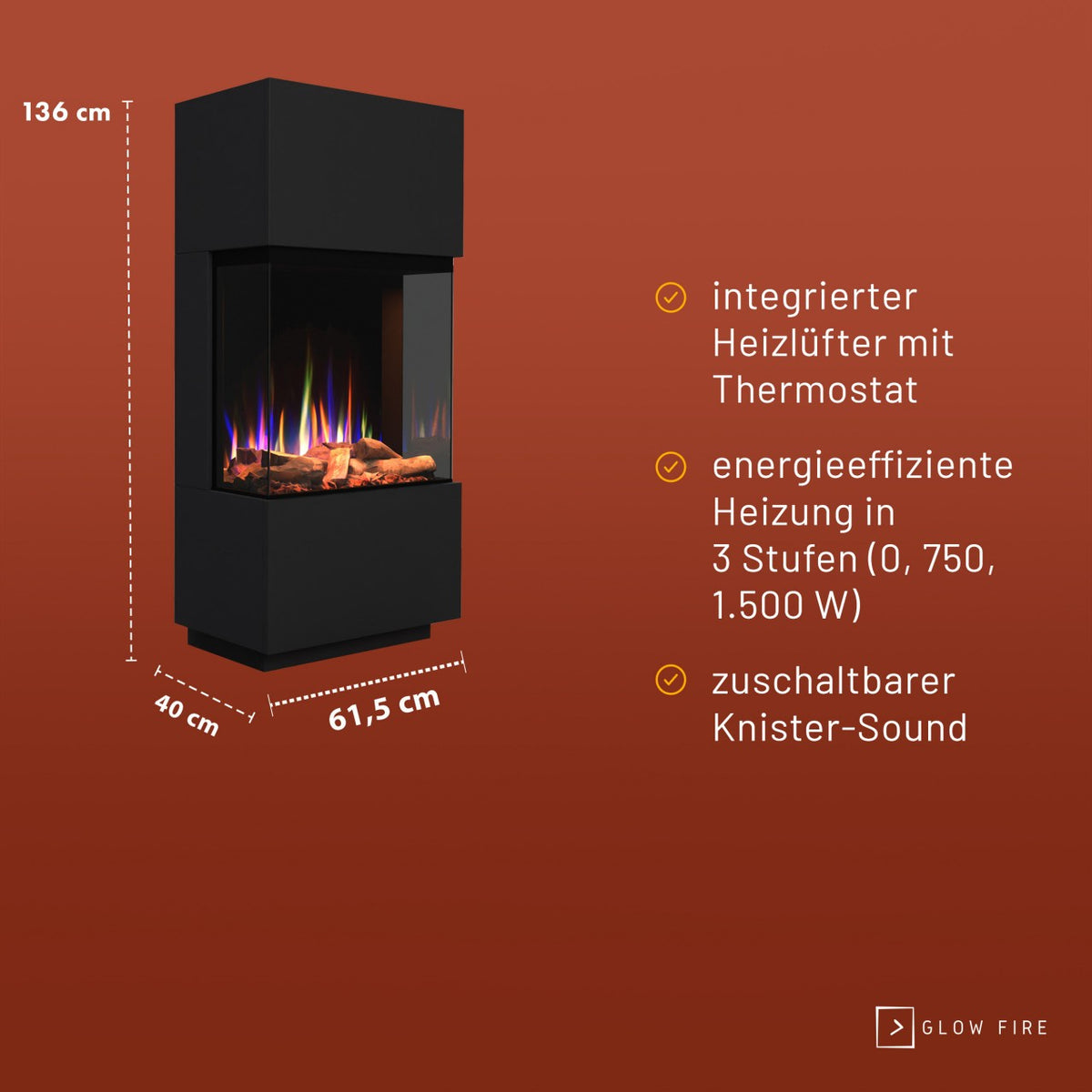 Glow Fire PR11 Weiss Elektrokamin
