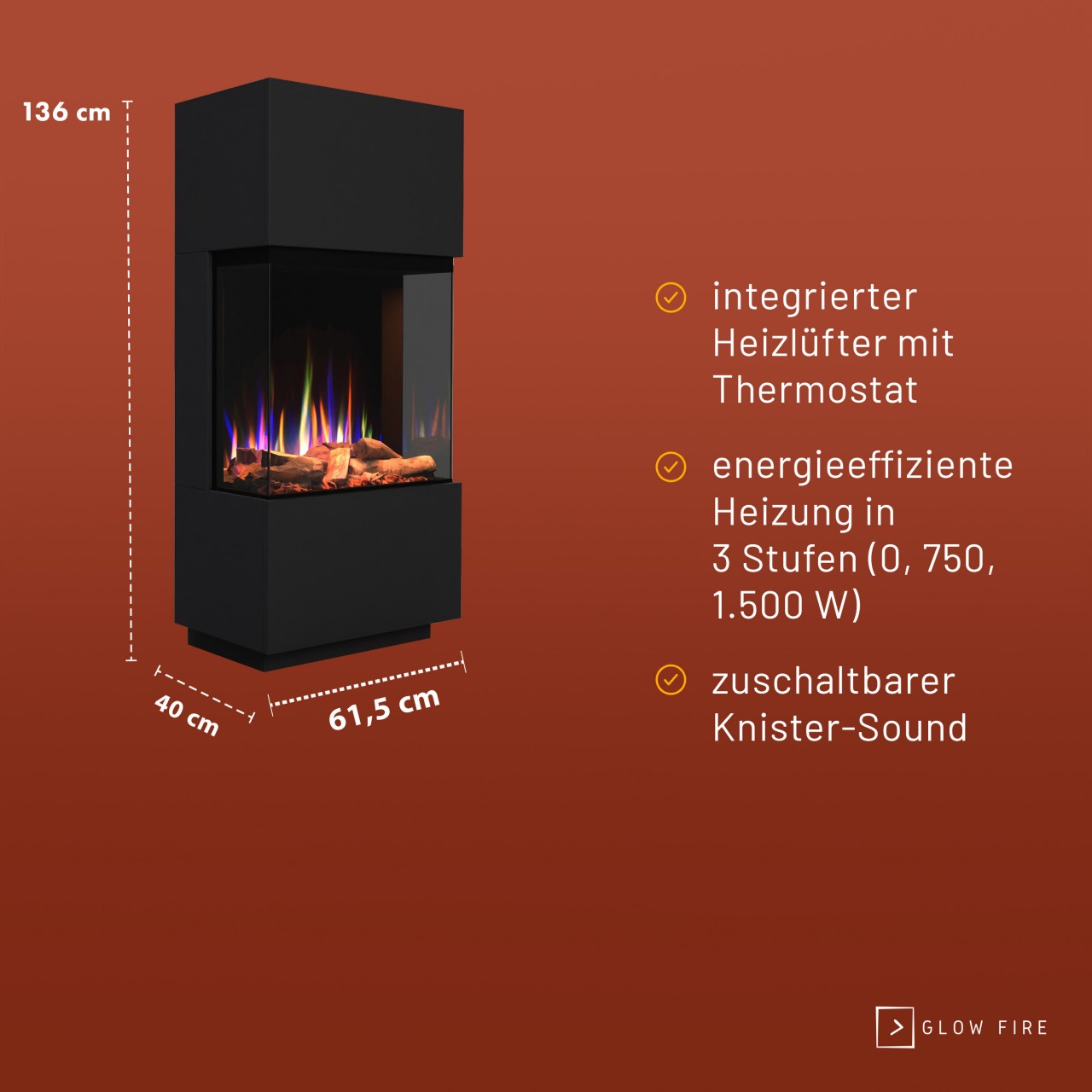 Glow Fire PR11 Weiss Elektrokamin