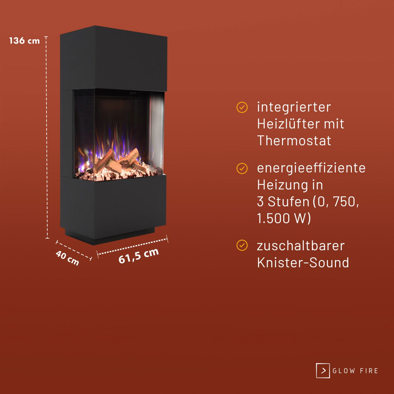 Glow Fire PR11 Weiss Elektrokamin