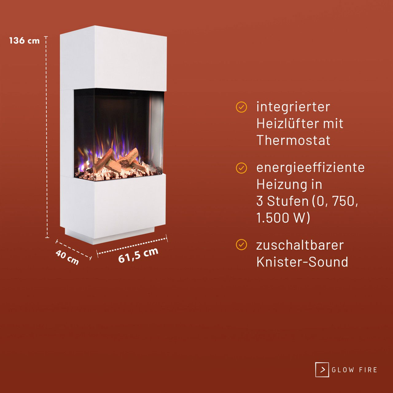 Glow Fire PR11 Weiss Elektrokamin