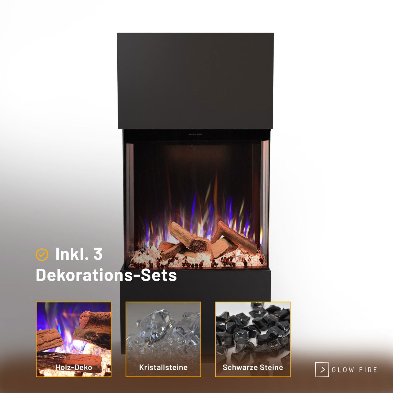 Glow Fire PR11 Schwarz Elektrokamin