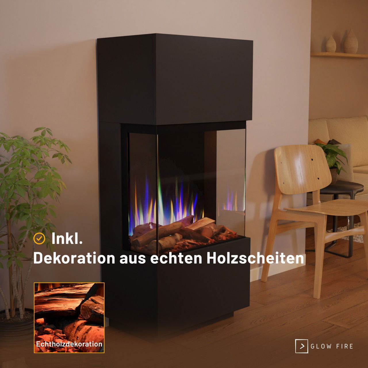 Glow Fire PR11 Schwarz Elektrokamin