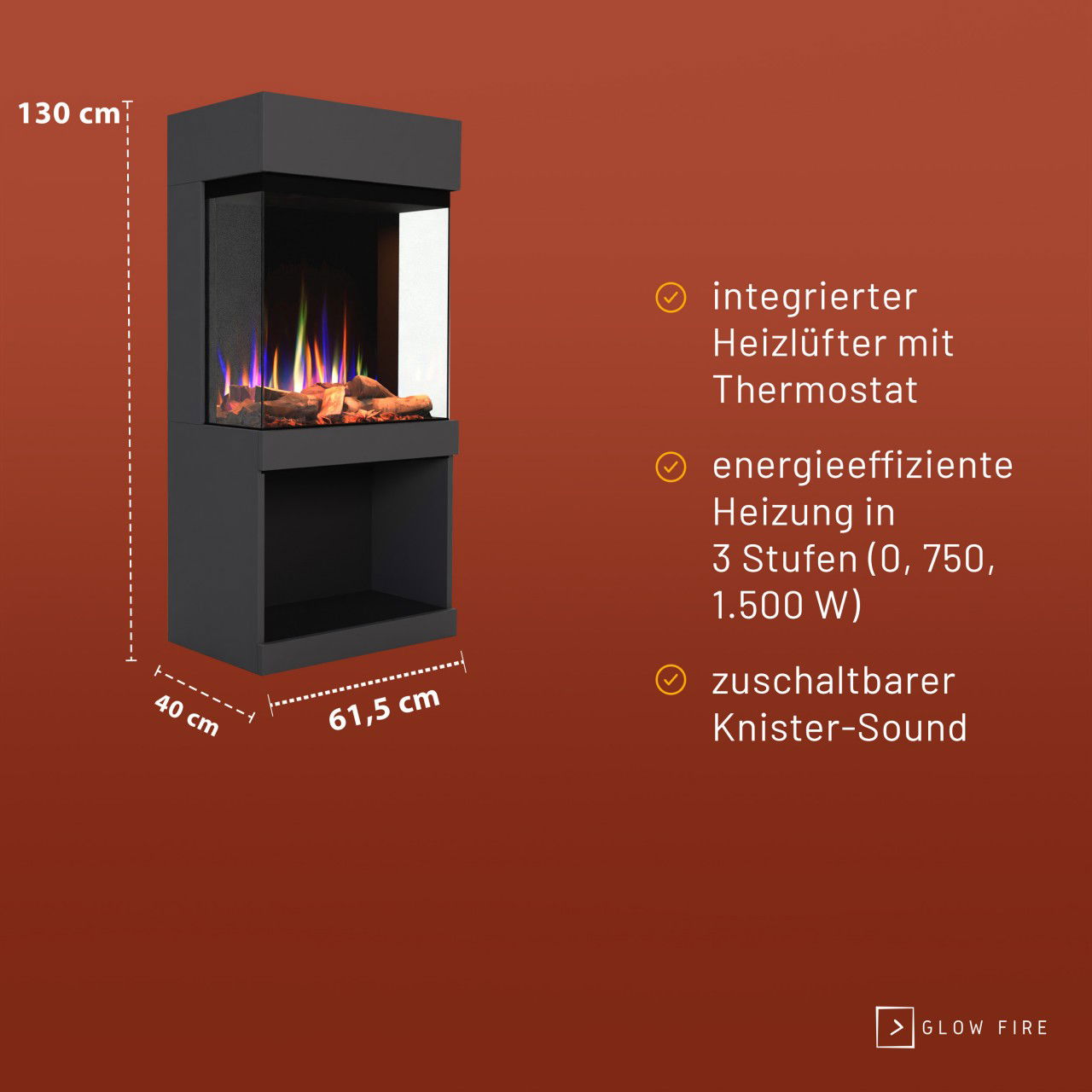 Glow Fire PR12 Grau Elektrokamin