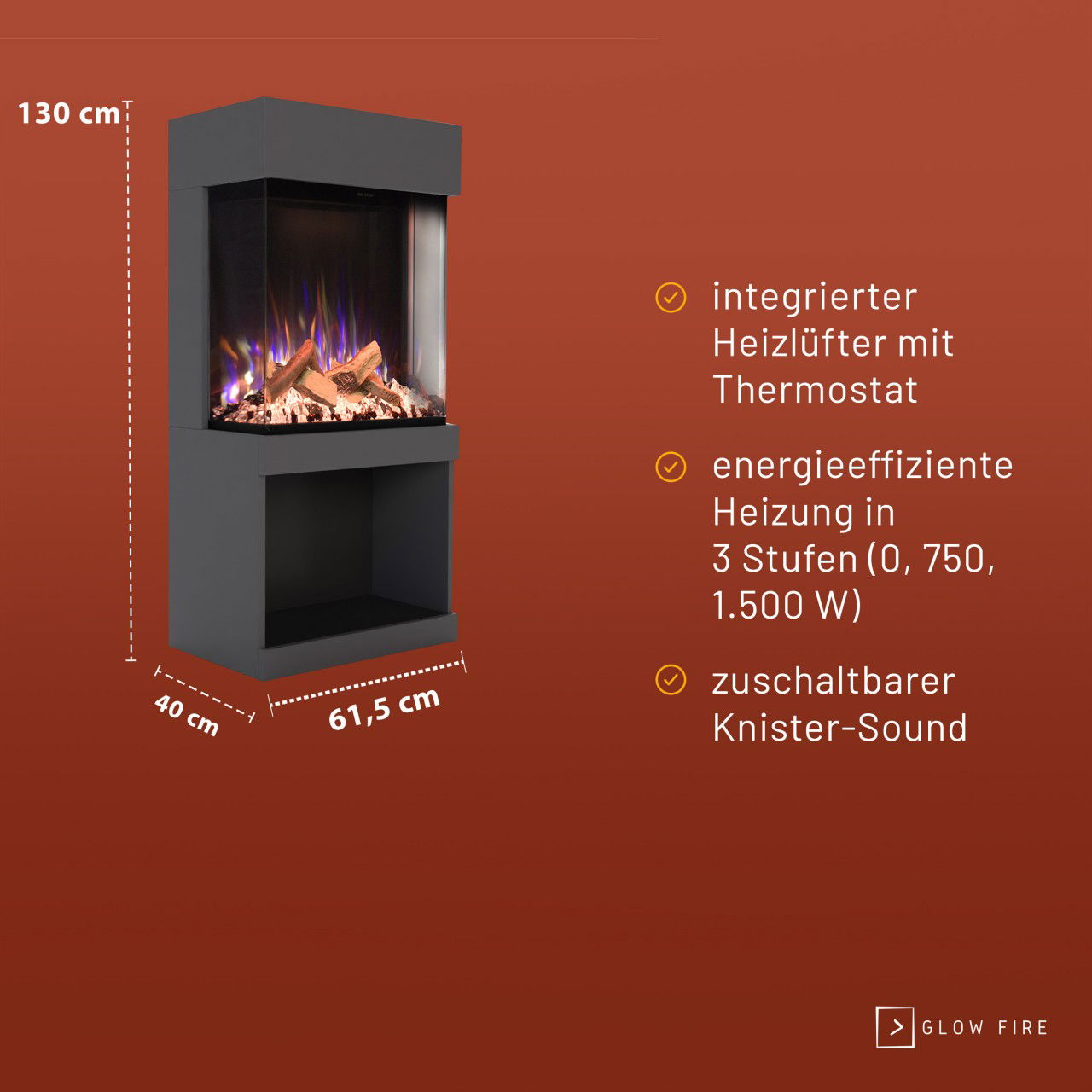 Glow Fire PR12 Grau Elektrokamin